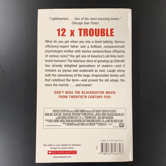 Cheaper by the Dozen - Paperback Novel - Picture 2 of 4